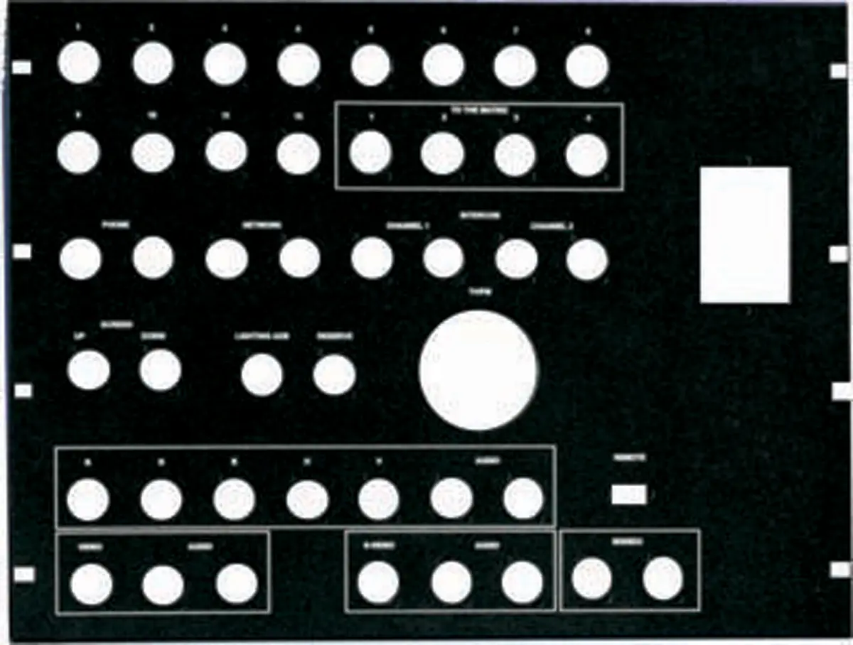 Bandeau 4U en alu profilé noir empreintes, textes et logo gravés