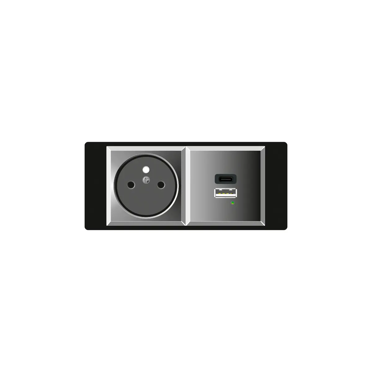 Module 1 secteur + 1 double chargeur USB A + C (PUAC-CHARGN) pour ALPHA ou THETA noir